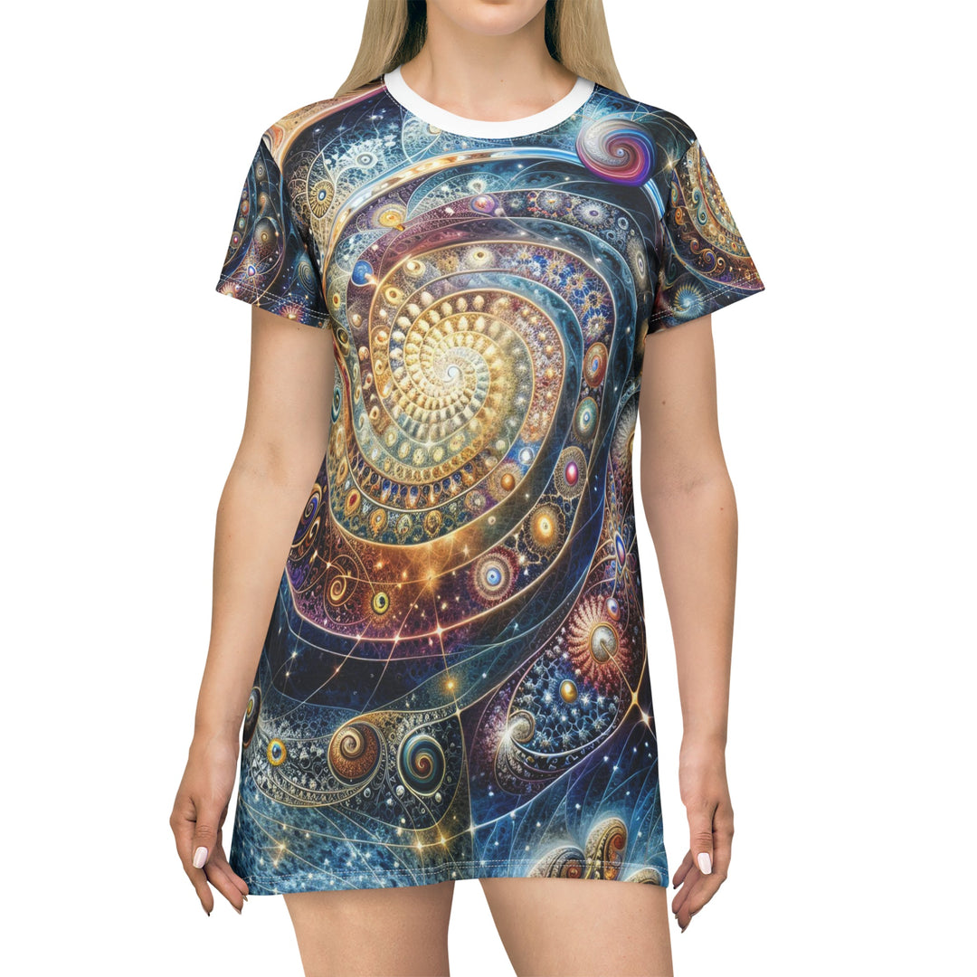 Cosmic Spiral Dreams - T-Shirt Dress - All Over Prints - g(0D·IO) - XS - -