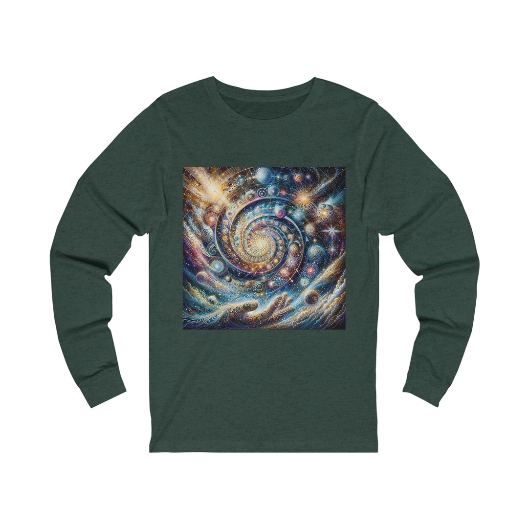 Cosmic Spiral Dreams - Unisex Jersey Long Sleeve Tee - Long-sleeve - g(0D·IO) - S - Heather Forest -