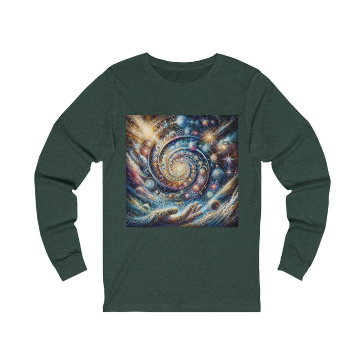 Cosmic Spiral Dreams - Unisex Jersey Long Sleeve Tee - Long-sleeve - g(0D·IO) - S - Heather Forest -