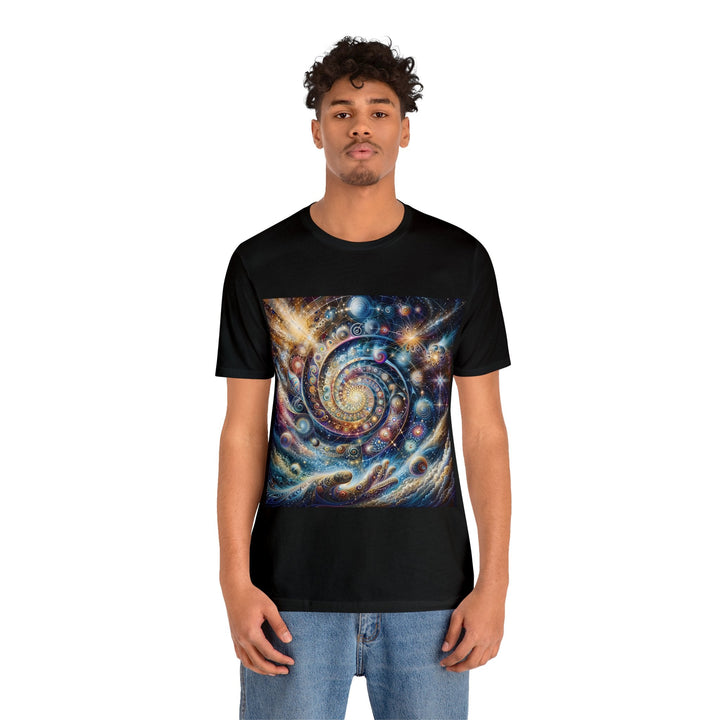 Cosmic Spiral Dreams - Unisex Jersey Short Sleeve Tee - T-Shirt - g(0D·IO) - Black - S -