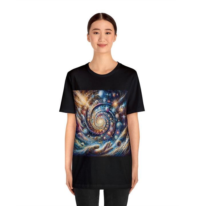 Cosmic Spiral Dreams - Unisex Jersey Short Sleeve Tee - T-Shirt - g(0D·IO) - Black - S -