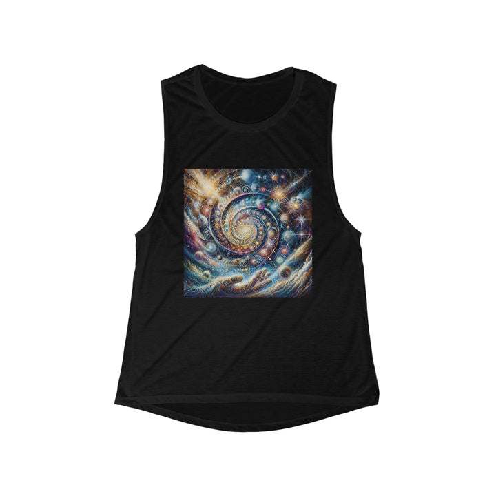 Cosmic Spiral Dreams - Women's Flowy Scoop Muscle Tank - Tank Top - g(0D·IO) - S - Black -