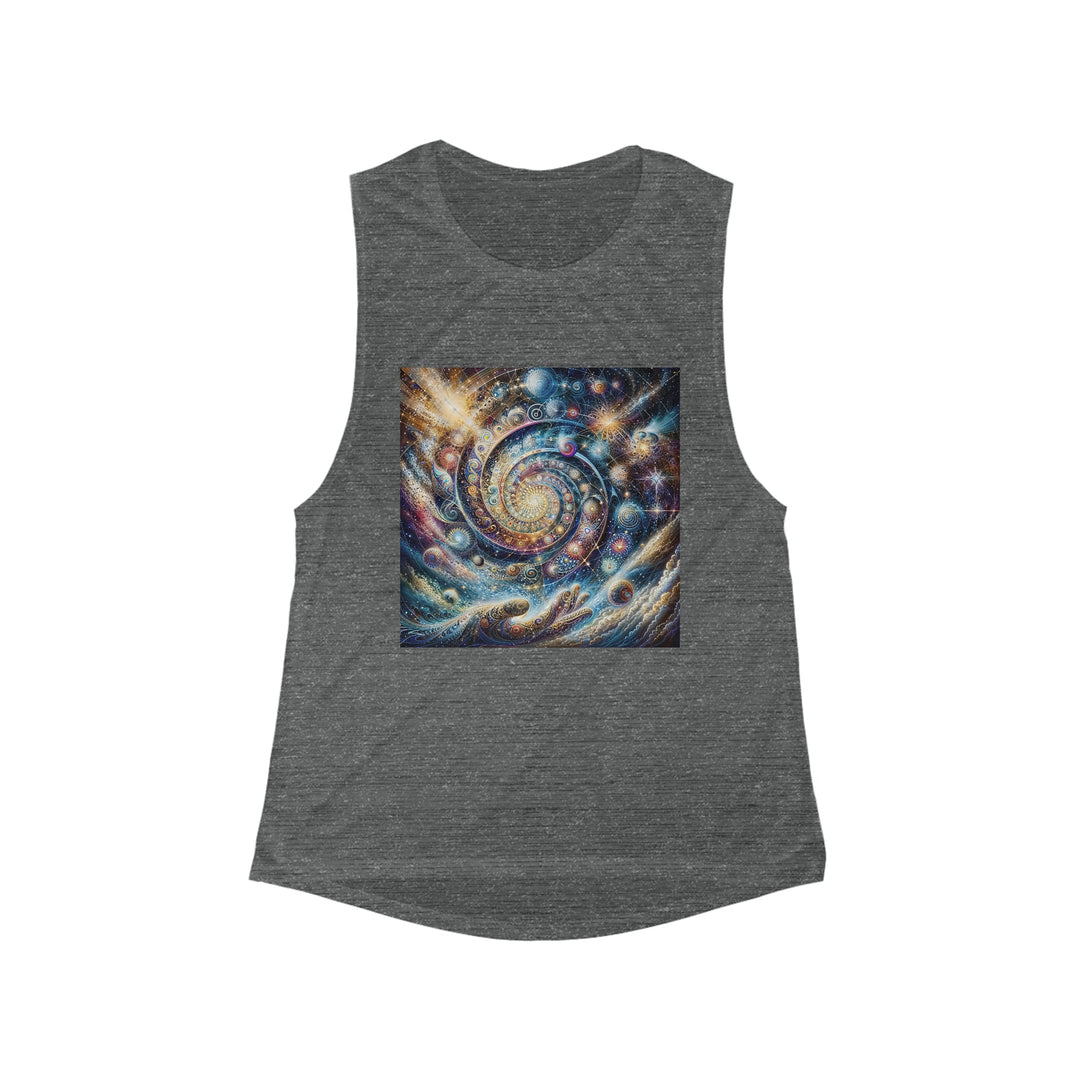 Cosmic Spiral Dreams - Women's Flowy Scoop Muscle Tank - Tank Top - g(0D·IO) - S - Asphalt Slub -