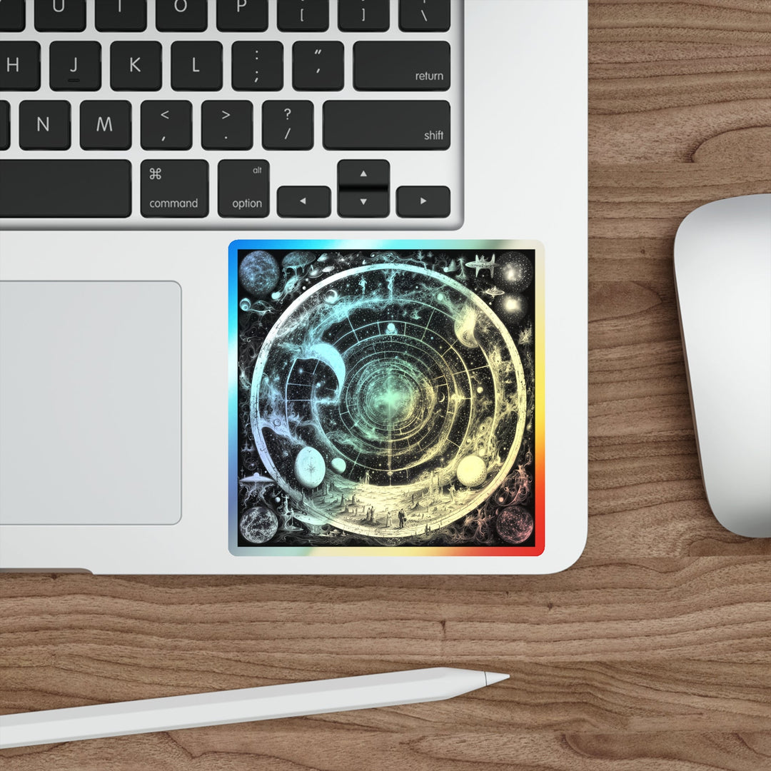 Cosmic Spiral Tapestry - Holographic Die-Cut Sticker - Paper products - g(0D·IO) - 5" × 5" - Die-Cut - Holographic