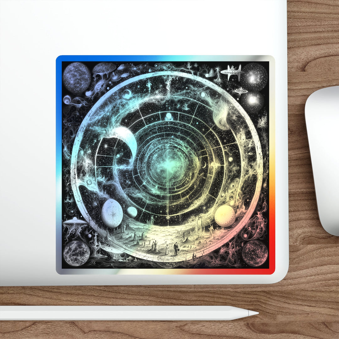 Cosmic Spiral Tapestry - Holographic Die-Cut Sticker - Paper products - g(0D·IO) - 5" × 5" - Die-Cut - Holographic