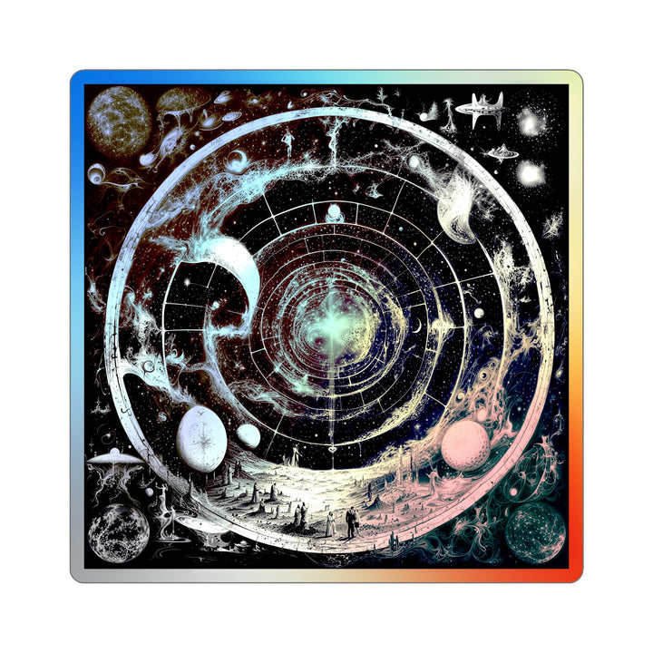 Cosmic Spiral Tapestry - Holographic Die-Cut Sticker - Paper products - g(0D·IO) - 5" × 5" - Die-Cut - Holographic