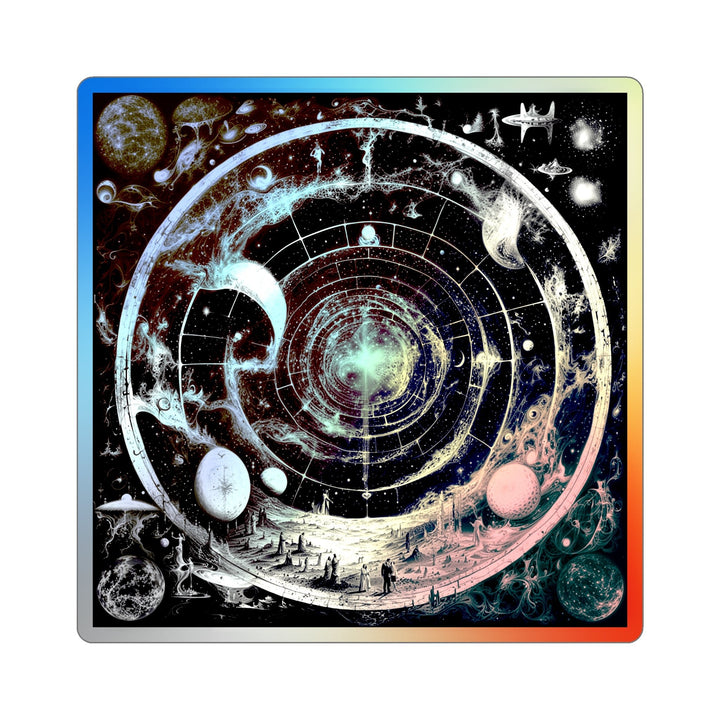 Cosmic Spiral Tapestry - Holographic Die-Cut Sticker - Paper products - g(0D·IO) - 3" × 3" - Die-Cut - Holographic