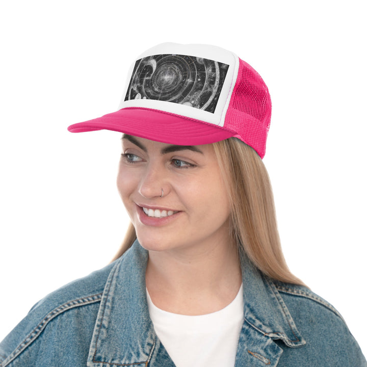 Cosmic Spiral Tapestry - Trucker Hat - Hats - g(0D·IO) - Pink - One size -