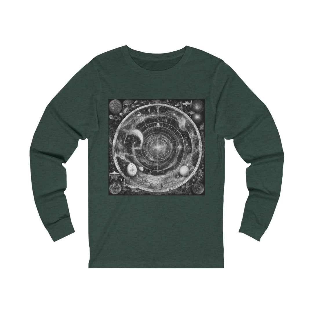 Cosmic Spiral Tapestry - Unisex Jersey Long Sleeve Tee - Long-sleeve - g(0D·IO) - S - Heather Forest -