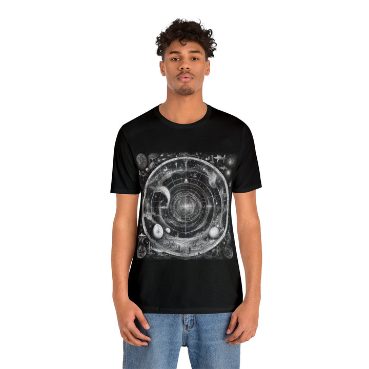 Cosmic Spiral Tapestry - Unisex Jersey Short Sleeve Tee - T-Shirt - g(0D·IO) - Black - S -