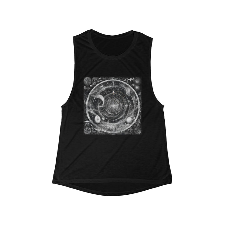 Cosmic Spiral Tapestry - Women's Flowy Scoop Muscle Tank - Tank Top - g(0D·IO) - S - Black -