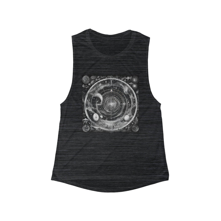 Cosmic Spiral Tapestry - Women's Flowy Scoop Muscle Tank - Tank Top - g(0D·IO) - S - Black Slub -