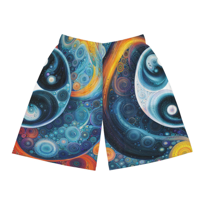 Cosmic Swirl Harmony - AOP Basketball Shorts - All Over Prints - g(0D·IO) - Seam thread color automatically matched to design - S -