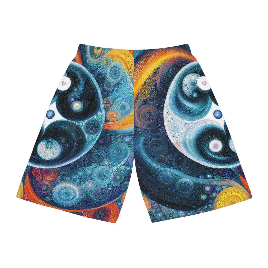 Cosmic Swirl Harmony - AOP Basketball Shorts - All Over Prints - g(0D·IO) - Seam thread color automatically matched to design - S -