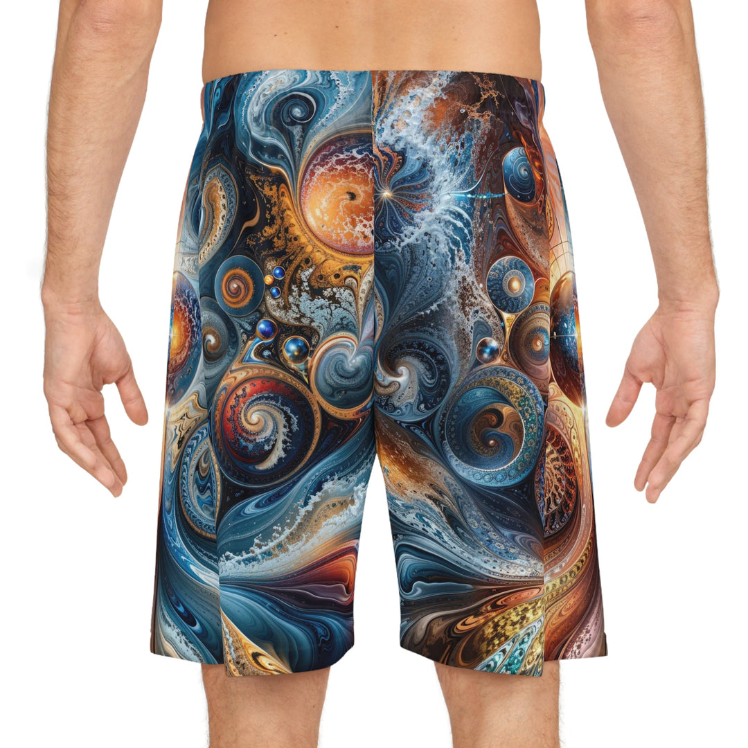 Cosmic Swirl Harmony - AOP Basketball Shorts - All Over Prints - g(0D·IO) - Seam thread color automatically matched to design - XS -