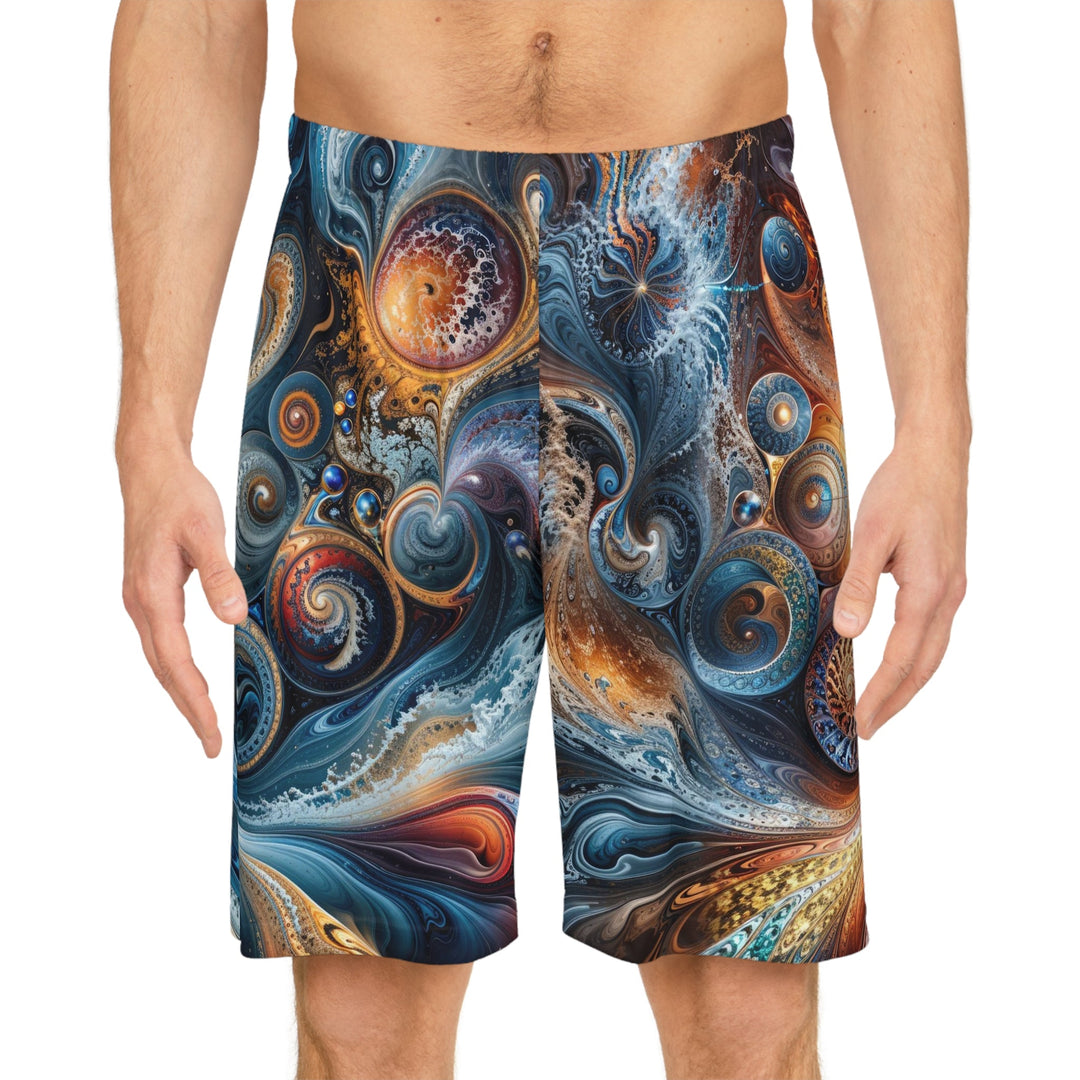 Cosmic Swirl Harmony - AOP Basketball Shorts - All Over Prints - g(0D·IO) - Seam thread color automatically matched to design - XS -