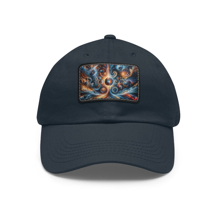 Cosmic Swirl Harmony - Dad Hat - Hats - g(0D·IO) - Navy / Black patch - Rectangle - One size