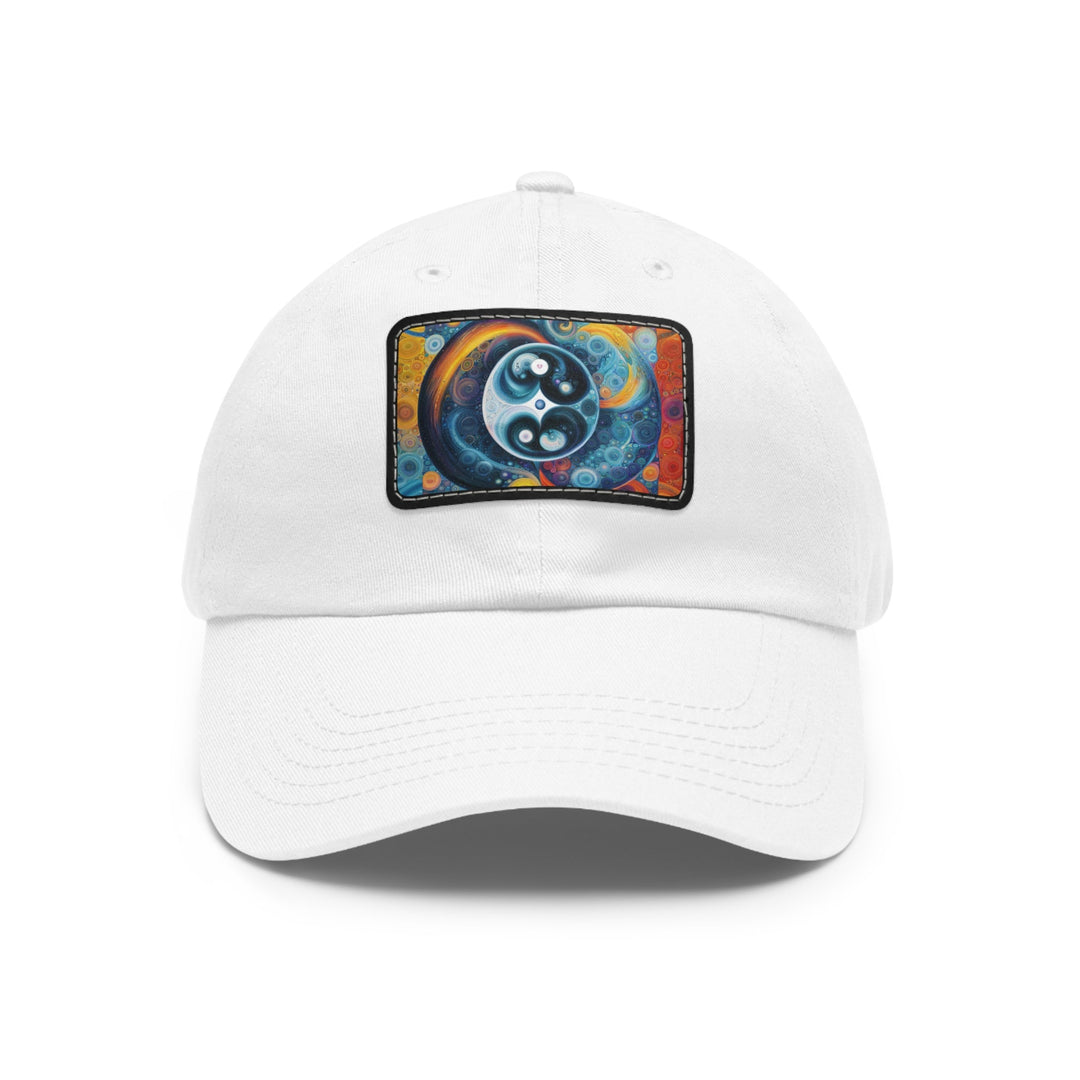 Cosmic Swirl Harmony - Dad Hat - Hats - g(0D·IO) - White / Black patch - Rectangle - One size