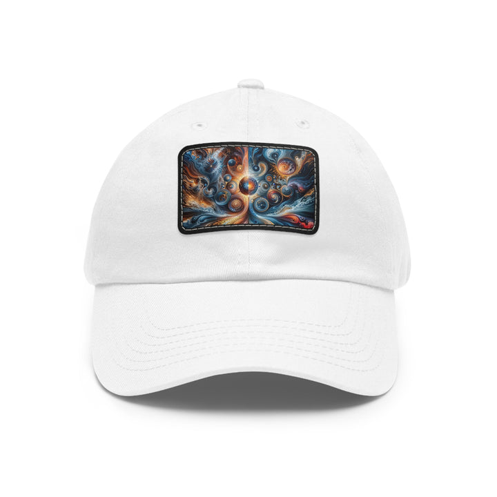 Cosmic Swirl Harmony - Dad Hat - Hats - g(0D·IO) - White / Black patch - Rectangle - One size