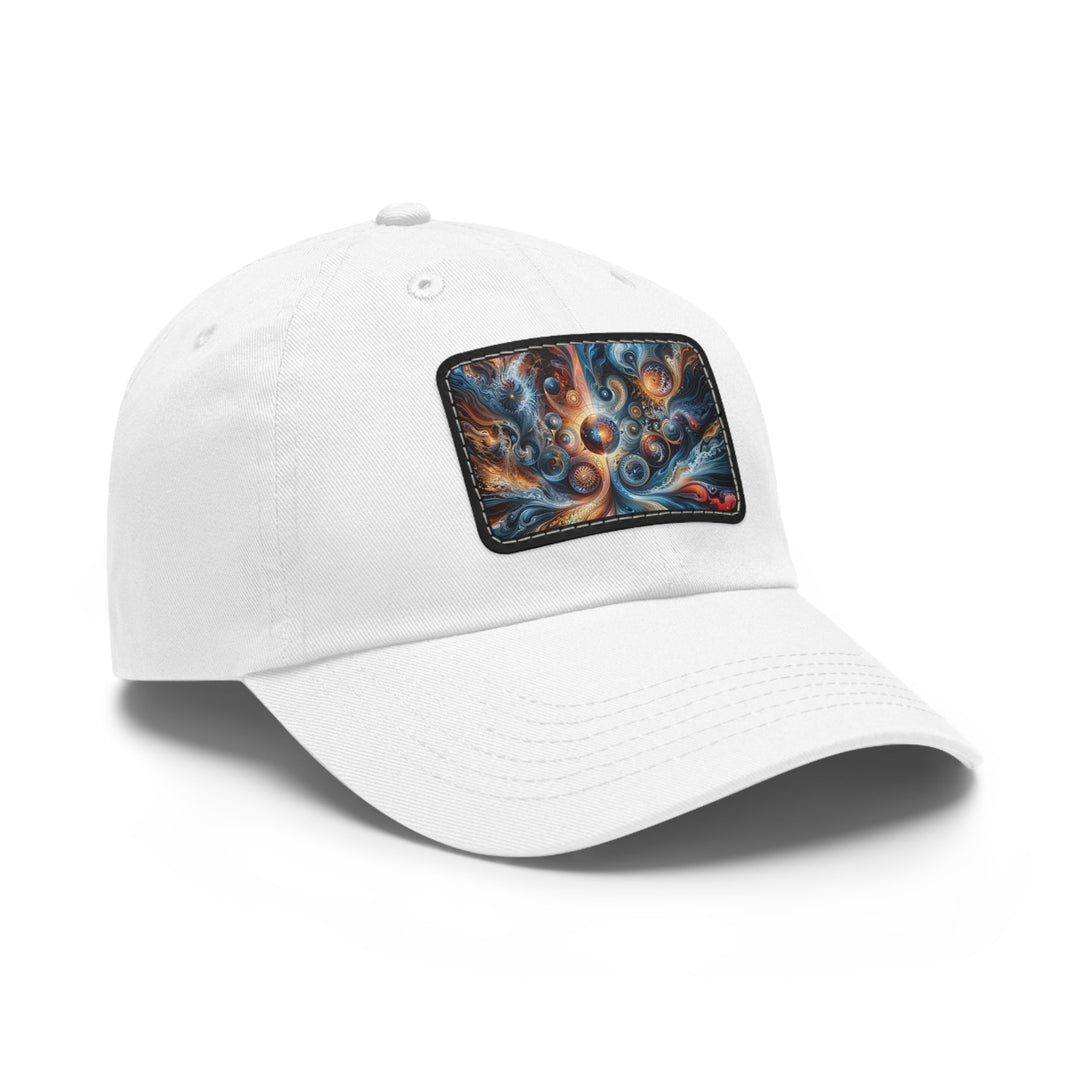 Cosmic Swirl Harmony - Dad Hat - Hats - g(0D·IO) - White / Black patch - Rectangle - One size