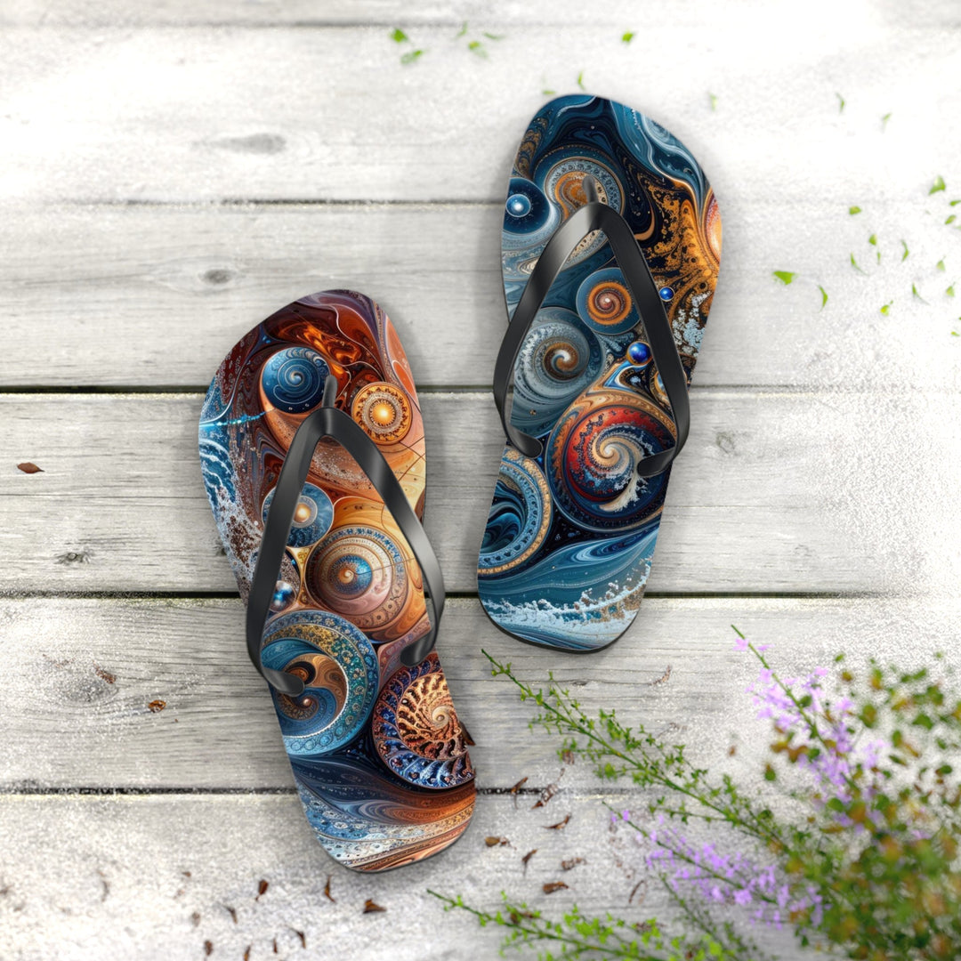 Cosmic Swirl Harmony - Flip Flops - Shoes - g(0D·IO) - XL - Black sole -