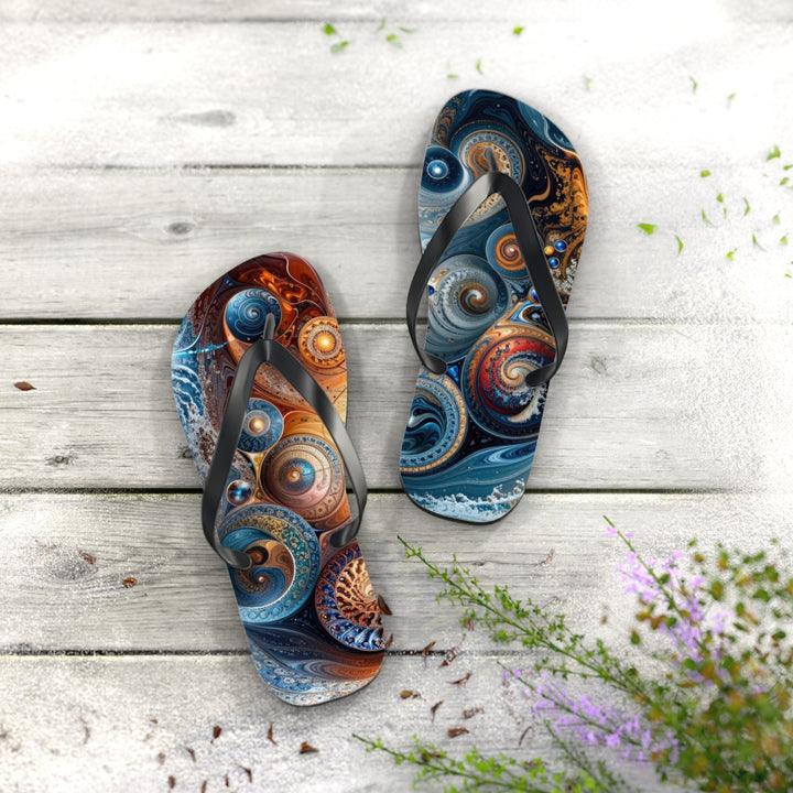 Cosmic Swirl Harmony - Flip Flops - Shoes - g(0D·IO) - XL - Black sole -