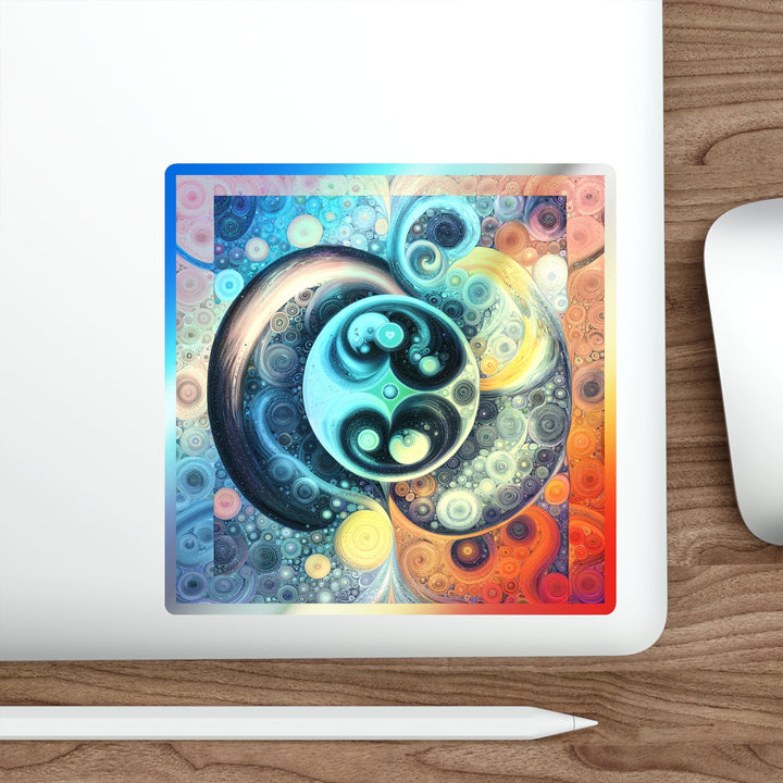 Cosmic Swirl Harmony - Holographic Die-Cut Sticker - Paper products - g(0D·IO) - 5" × 5" - Die-Cut - Holographic