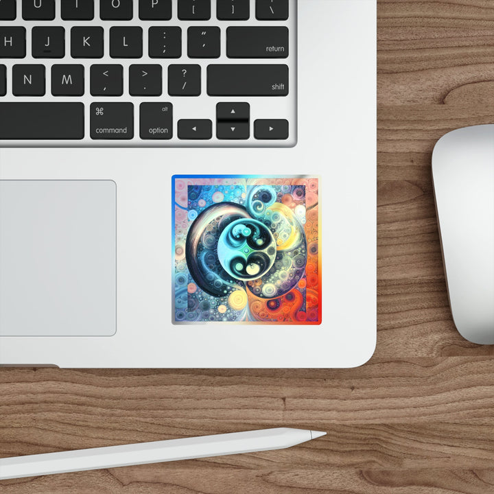 Cosmic Swirl Harmony - Holographic Die-Cut Sticker - Paper products - g(0D·IO) - 5" × 5" - Die-Cut - Holographic