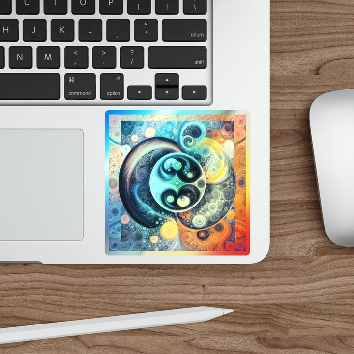 Cosmic Swirl Harmony - Holographic Die-Cut Sticker - Paper products - g(0D·IO) - 5" × 5" - Die-Cut - Holographic