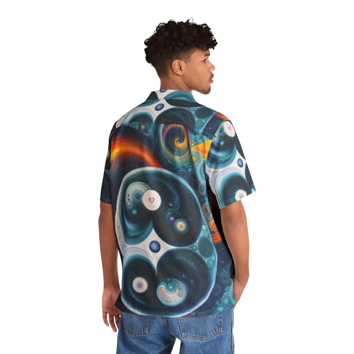 Cosmic Swirl Harmony - Men's Hawaiian Shirt - All Over Prints - g(0D·IO) - S - Black -