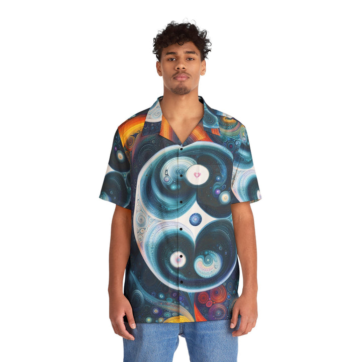 Cosmic Swirl Harmony - Men's Hawaiian Shirt - All Over Prints - g(0D·IO) - S - Black -