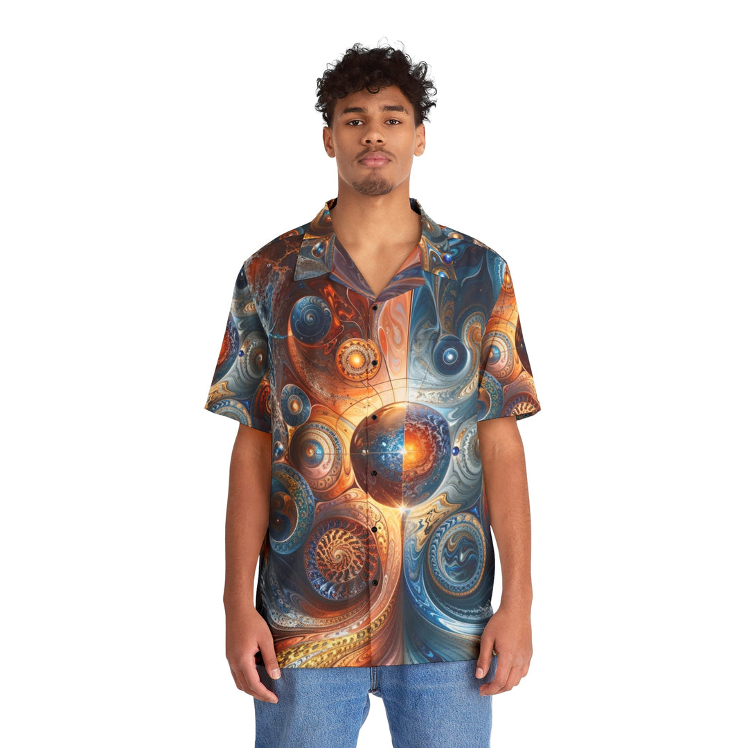 Cosmic Swirl Harmony - Men's Hawaiian Shirt - All Over Prints - g(0D·IO) - S - Black -