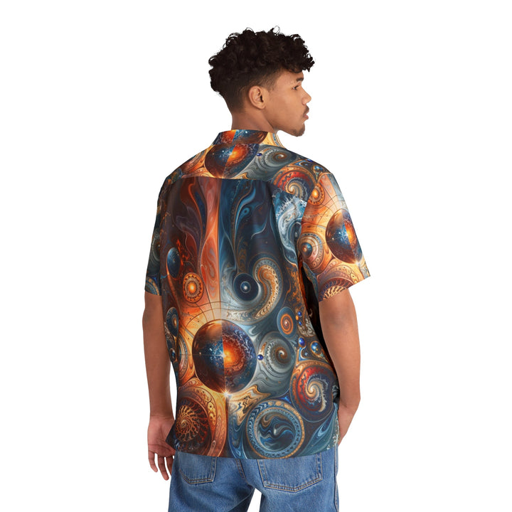 Cosmic Swirl Harmony - Men's Hawaiian Shirt - All Over Prints - g(0D·IO) - S - Black -