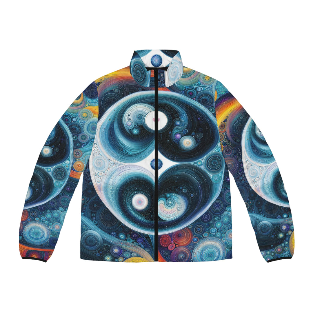 Cosmic Swirl Harmony - Puffer Jacket - All Over Prints - g(0D·IO) - S - Black zipper -