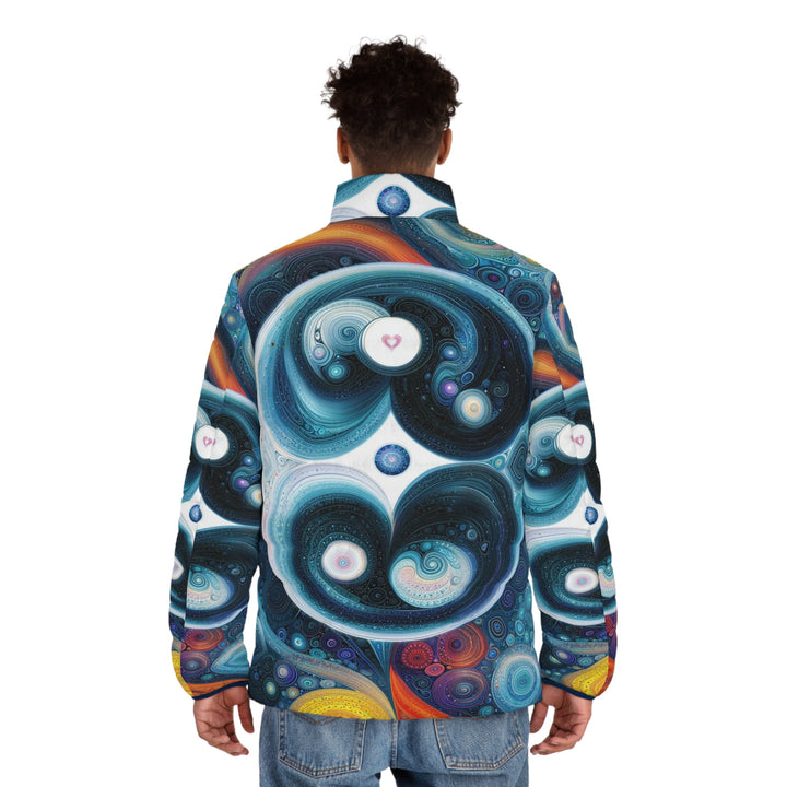 Cosmic Swirl Harmony - Puffer Jacket - All Over Prints - g(0D·IO) - S - Black zipper -