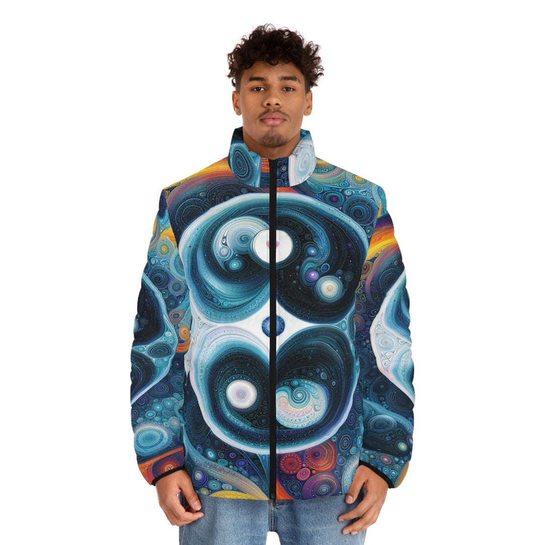 Cosmic Swirl Harmony - Puffer Jacket - All Over Prints - g(0D·IO) - S - Black zipper -