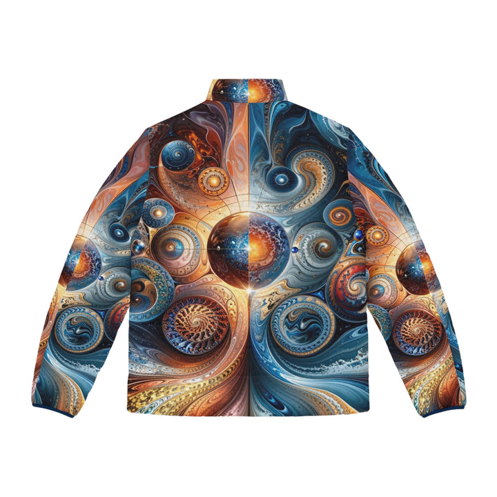 Cosmic Swirl Harmony - Puffer Jacket - All Over Prints - g(0D·IO) - S - Black zipper -