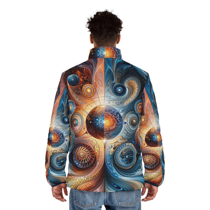 Cosmic Swirl Harmony - Puffer Jacket - All Over Prints - g(0D·IO) - S - Black zipper -