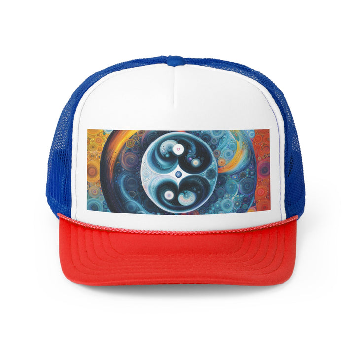 Cosmic Swirl Harmony - Trucker Hat - Hats - g(0D·IO) - Blue/Red - One size -