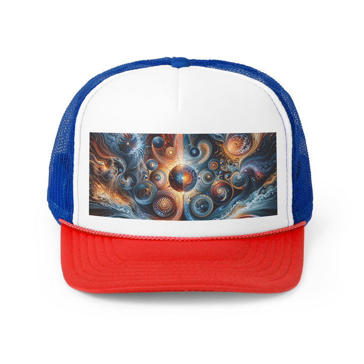 Cosmic Swirl Harmony - Trucker Hat - Hats - g(0D·IO) - Blue/Red - One size -