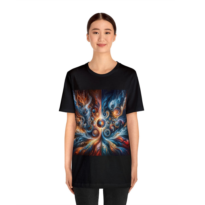 Cosmic Swirl Harmony - Unisex Jersey Short Sleeve Tee - T-Shirt - g(0D·IO) - Black - S -