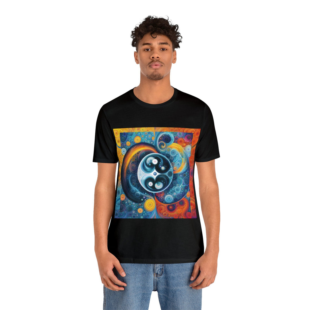 Cosmic Swirl Harmony - Unisex Jersey Short Sleeve Tee - T-Shirt - g(0D·IO) - Black - S -