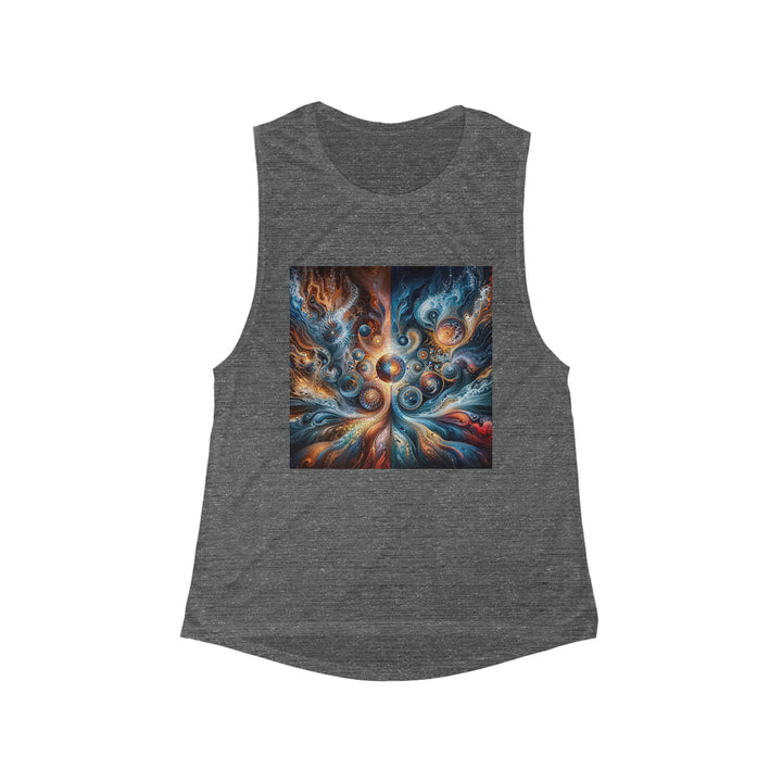 Cosmic Swirl Harmony - Women's Flowy Scoop Muscle Tank - Tank Top - g(0D·IO) - S - Asphalt Slub -