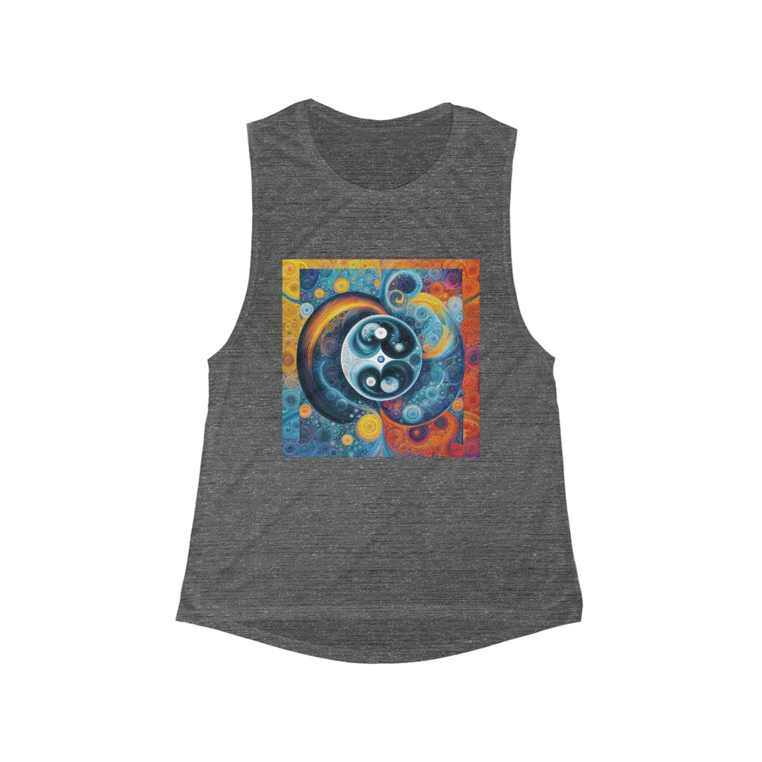 Cosmic Swirl Harmony - Women's Flowy Scoop Muscle Tank - Tank Top - g(0D·IO) - S - Asphalt Slub -