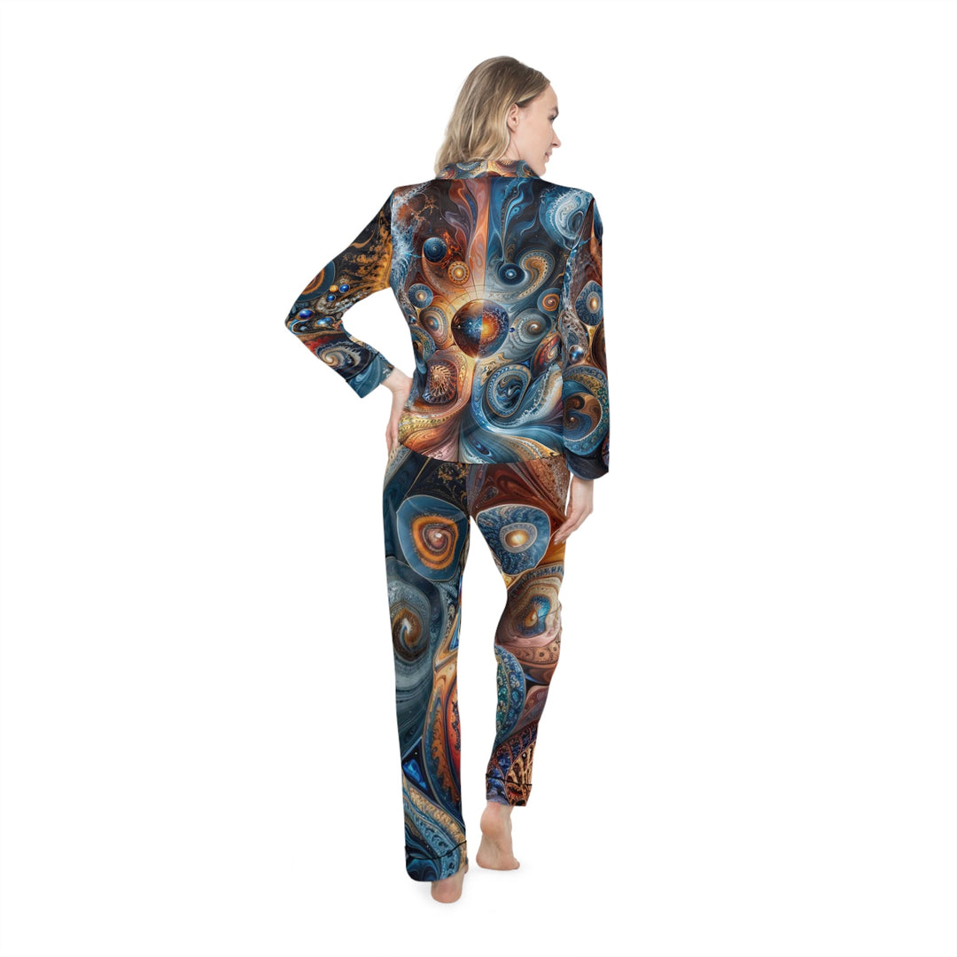 Cosmic Swirl Harmony - Women's Satin Pajamas - All Over Prints - g(0D·IO) - XS/S - Black -