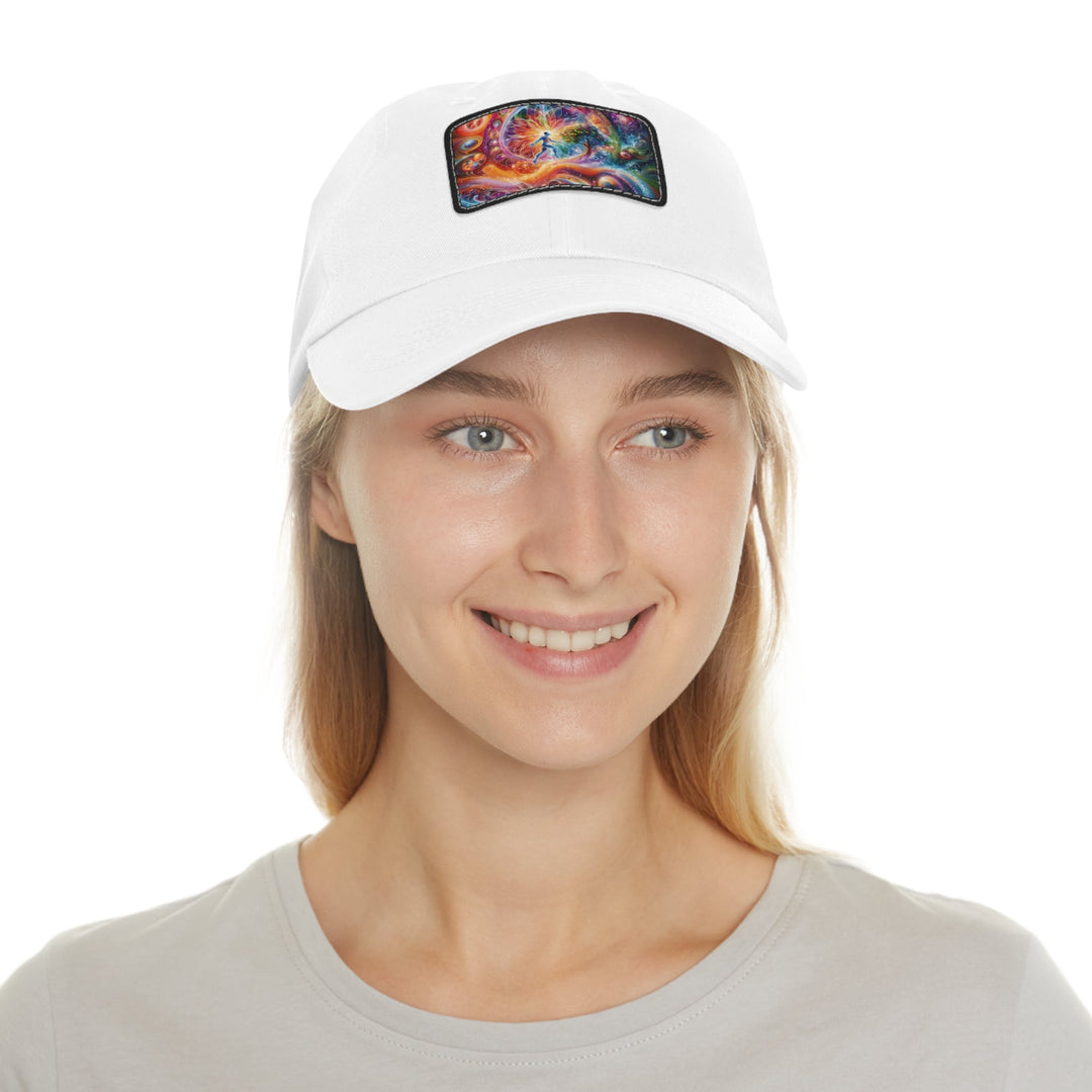 Cosmic Vibrant Energy - Dad Hat - Hats - g(0D·IO) - White / Black patch - Rectangle - One size