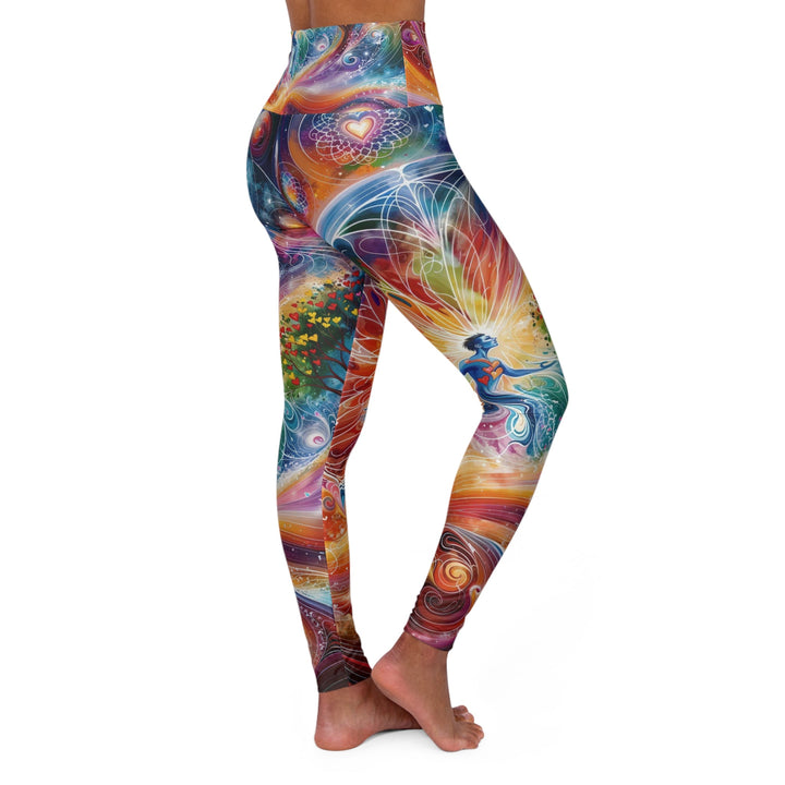 Cosmic Vibrant Energy - High Waisted AOP Yoga Leggings - All Over Prints - g(0D·IO) - XS - -