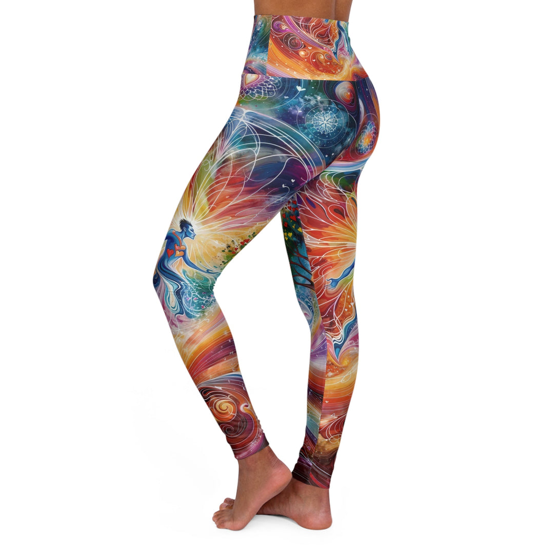 Cosmic Vibrant Energy - High Waisted AOP Yoga Leggings - All Over Prints - g(0D·IO) - XS - -