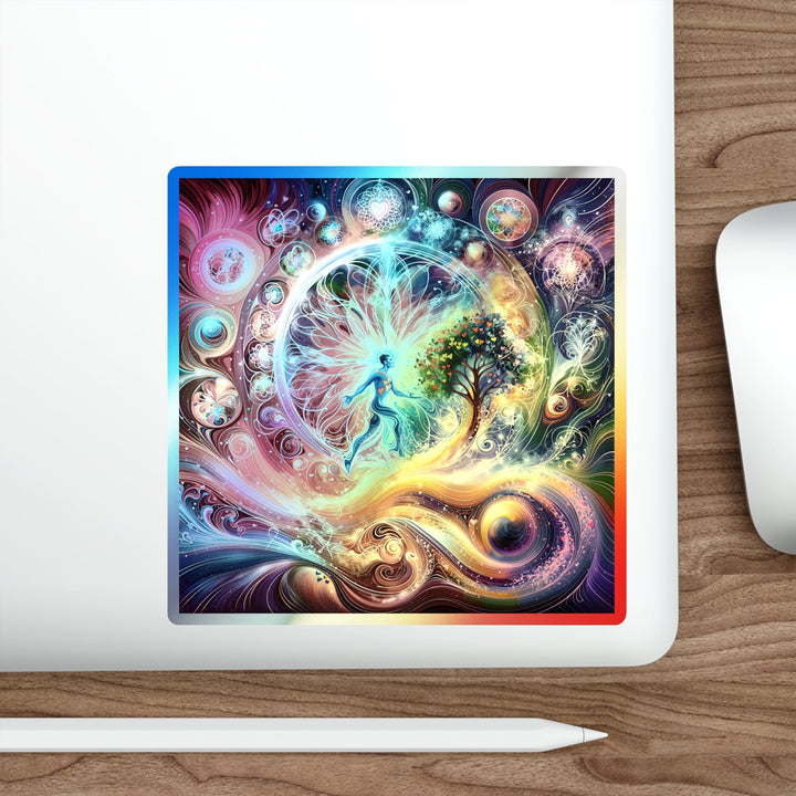 Cosmic Vibrant Energy - Holographic Die-Cut Sticker - Paper products - g(0D·IO) - 5" × 5" - Die-Cut - Holographic