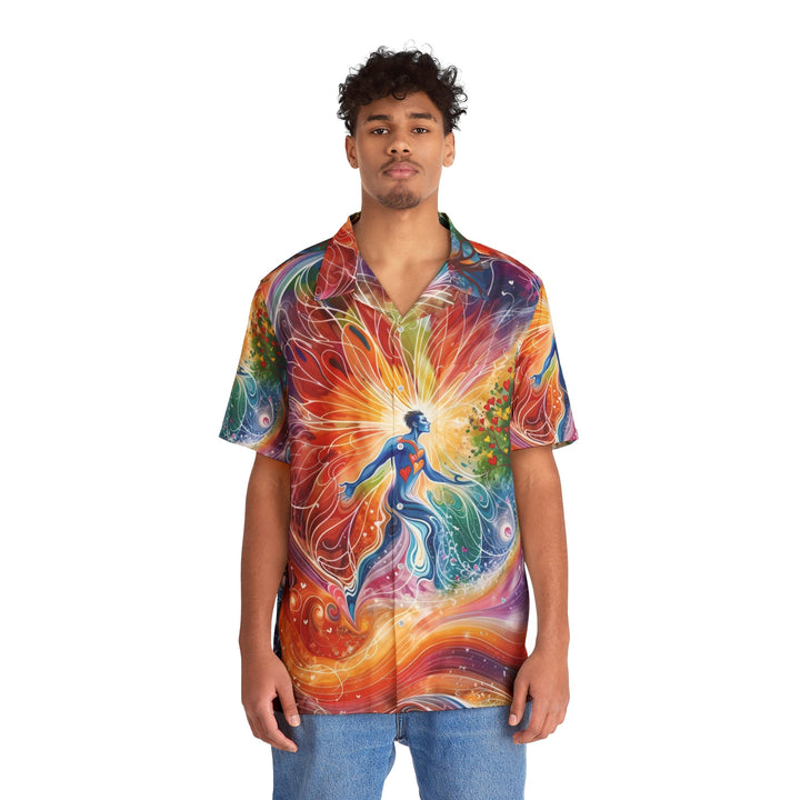 Cosmic Vibrant Energy - Men's Hawaiian Shirt - All Over Prints - g(0D·IO) - S - Black -